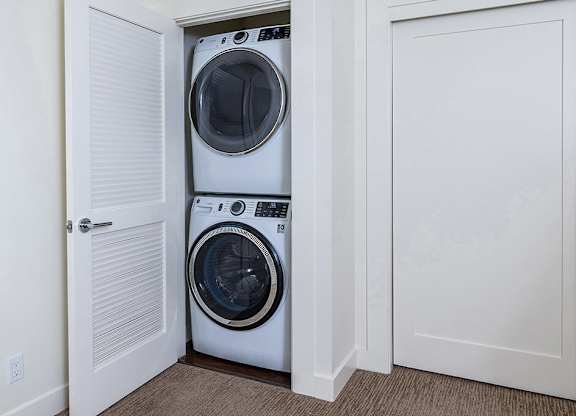 Stacked washer and dryer at The Cove at Tiburon Apartments in Tiburon CA
