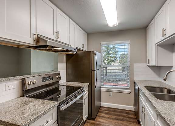 Stainless steel appliances at Mission James Place Apartments in Austin TX