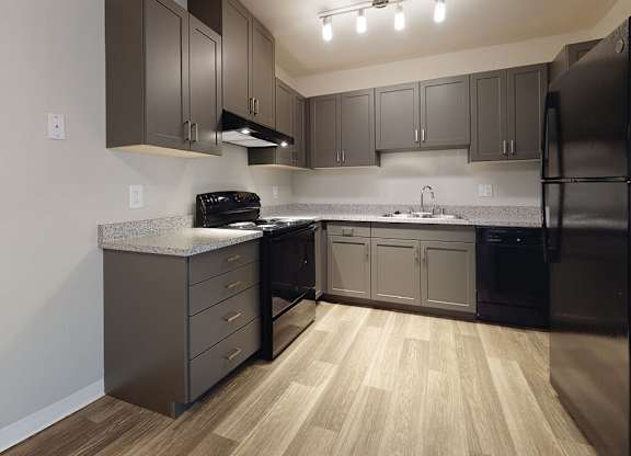 Vacant Two Bedroom Kitchen Wide at Park Villas Apartments in National City CA
