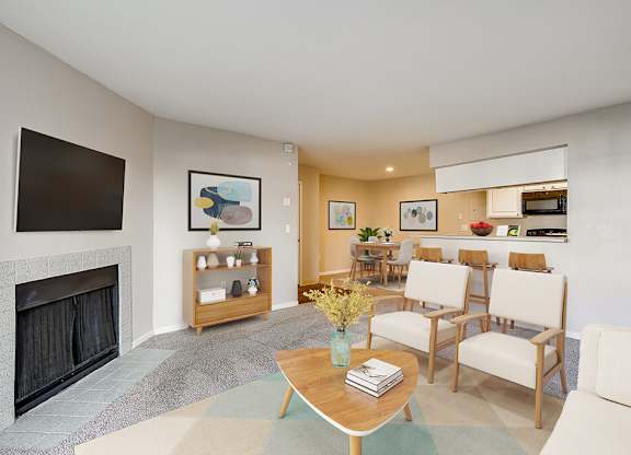 Living Room and Kitchen at Sienna at Cherry Creek Apartments in Denver CO