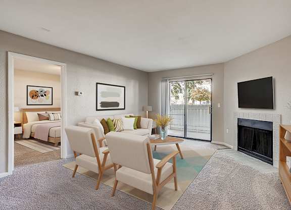 Virtually Staged Model Living Room at Sienna at Cherry Creek Apartments in Denver CO