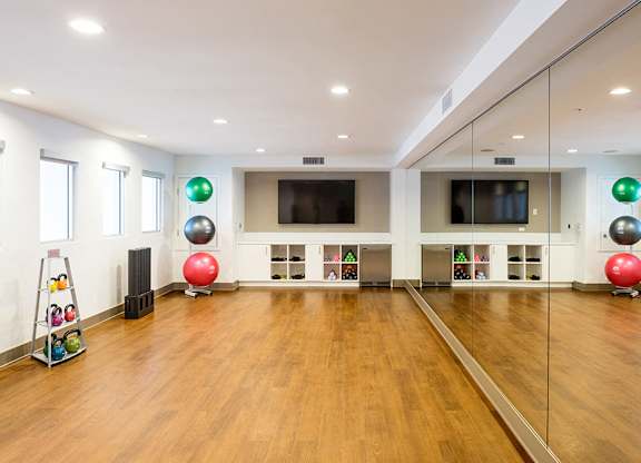 Yoga room at Apex apartments in Laguna Niguel CA