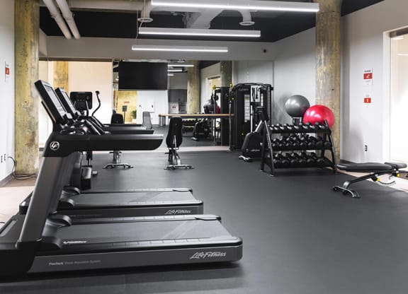 Fitness room at The Assembly, Detroit, Michigan