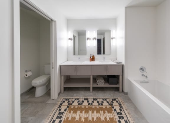 Bathroom with a Separate Toilet and Sink at The Assembly, Detroit, MI
