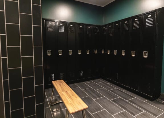 Personal lockers at The May fitness center.