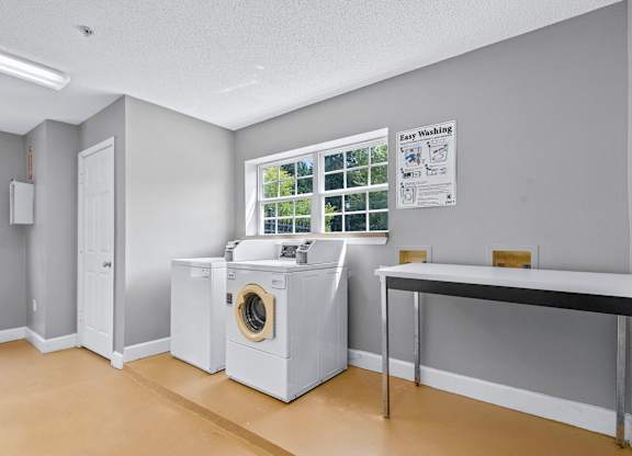 A laundry room with a washing machine and dryer.