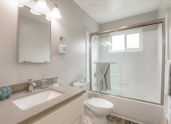 a bathroom with a sink toilet and a shower