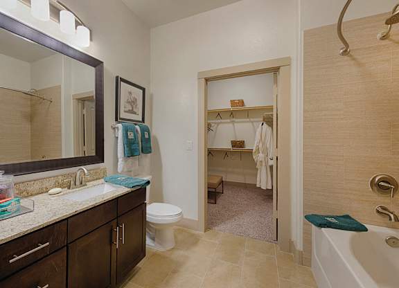 Master bathroom at Block 334 Apartments