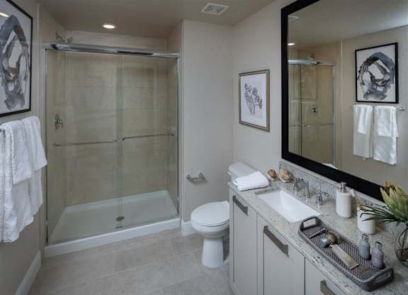 Sole at City Center West Palm Beach Luxury Apartments spacious bathroom
