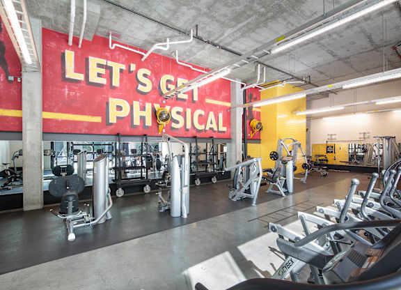 Fitness center weights at Idea1 Apartments in in San Diego CA