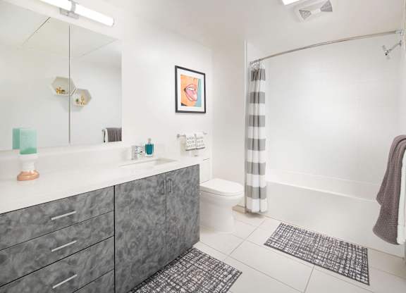 Modern finish bathroom at Idea1 Apartments in in San Diego CA