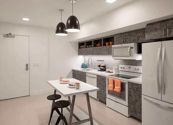 Modern finish kitchen with island at Idea1 Apartments in in San Diego CA
