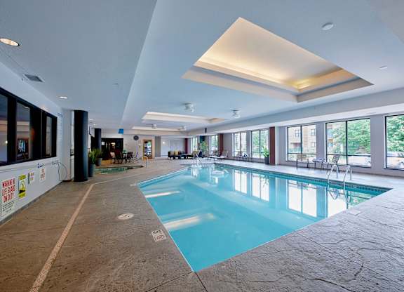 A large indoor swimming pool.