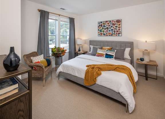 Bedroom With Expansive Windows at Riverwalk, Conshohocken, PA