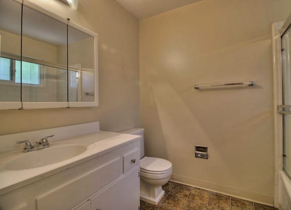 a bathroom with a sink toilet and a shower