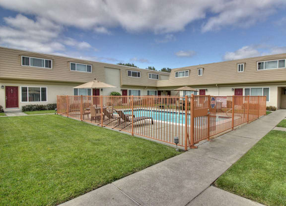 Pool and grass at St. Croix, Mountain View, CA