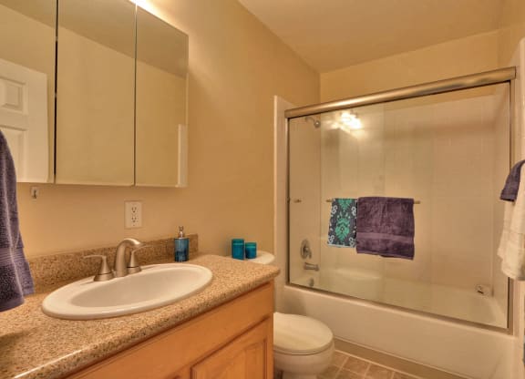 a bathroom with a sink toilet and a shower