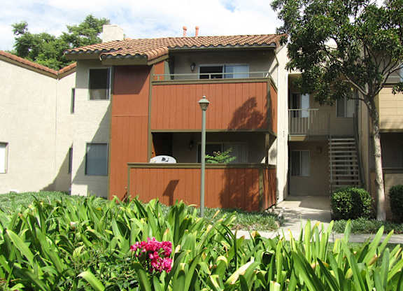 Nice sized patios at The Oaks Apartments, Upland, California