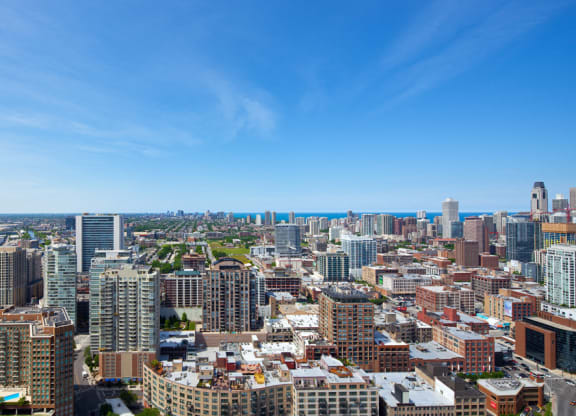 City views from Kingsbury Plaza during the day at Kingsbury Plaza, Illinois, 60654