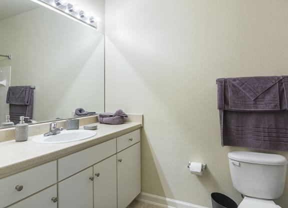 Furnished Bathroom at Ultris Courthouse Square Apartments in Stafford, Virginia, VA