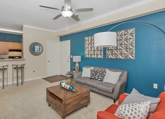 Model Living Room at Ultris Courthouse Square Apartment Homes in Stafford, Virginia, VA