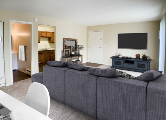 Living Room With TV at Crown Station Apartments, Amelia, OH, 45102