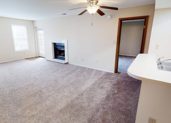 Living Room at Woodhills Apartments, West Carrollton, OH, 45449