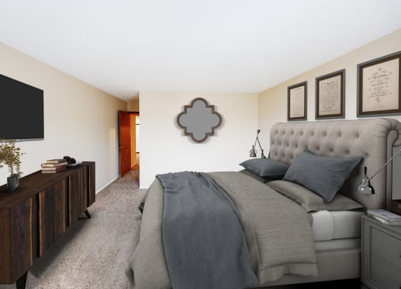Bedroom at Woodhills Apartments, West Carrollton, Ohio