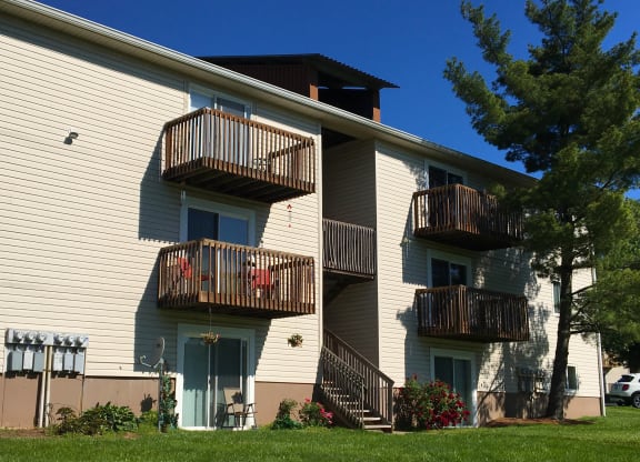 a view of the side of a building with balconies at Oakwood Apartments, Florence, Kentucky
