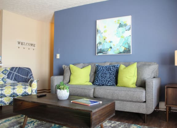 Living Area Sofa at Wyndemere Apartments, Franklin