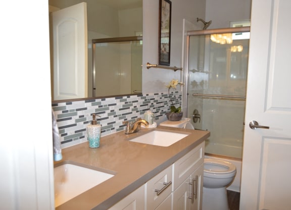 Renovated Bathrooms With Quartz Counters at Los Altos Court, Los Altos, CA, 94022