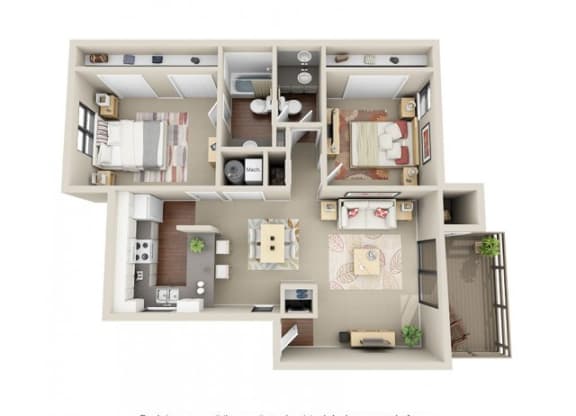 2 Bed 2 Bath Floor Plan