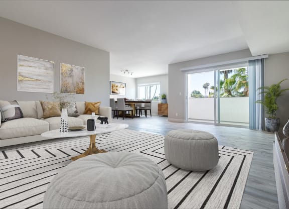 Living Room Interior at Bixby Hill Apartments, Long Beach, CA