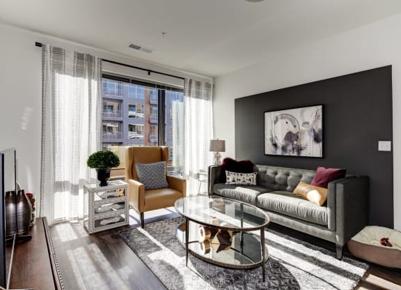 Modern Living Room at TENmflats, Maryland, 21044