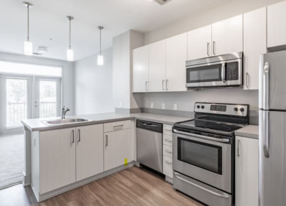 Kitchen with cabinets at Canalside, Augusta, 30901
