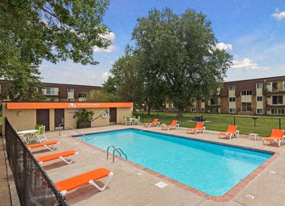 Pool With Sundecks at Northtown Village Apartments, Spring Lake Park, MN, 55432-2650