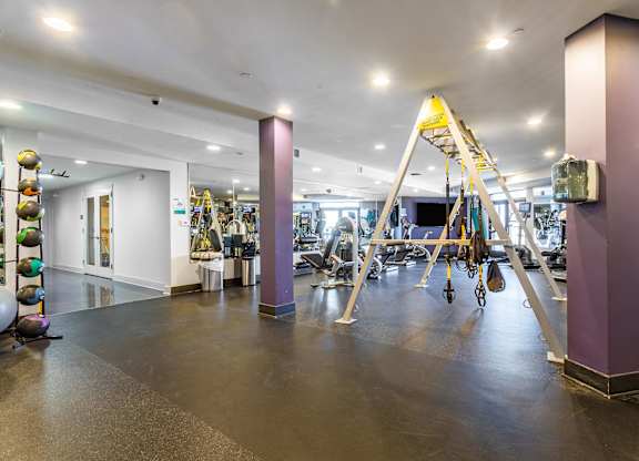 Weights in fitness center  at Valley and Bloom, New Jersey, 07042