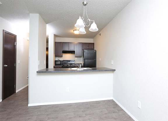looking into kitchen from living room