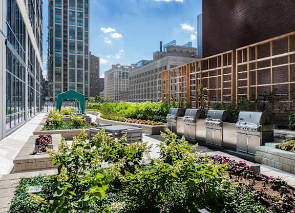 9th floor terrace grills at 73 East Lake, Chicago, IL