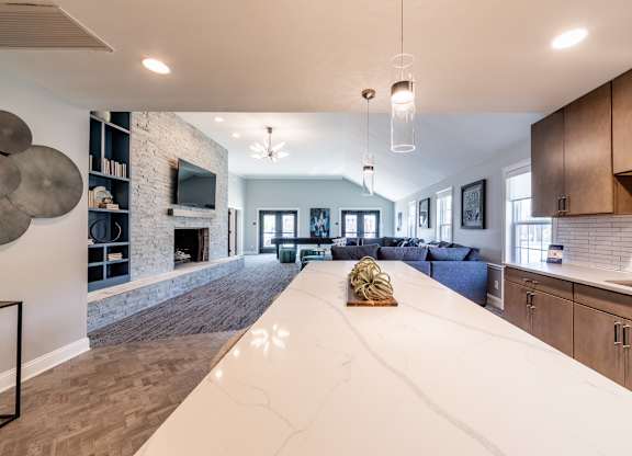 Entertainment space in clubhouse at Governor Square Apartments, Indiana, 46032