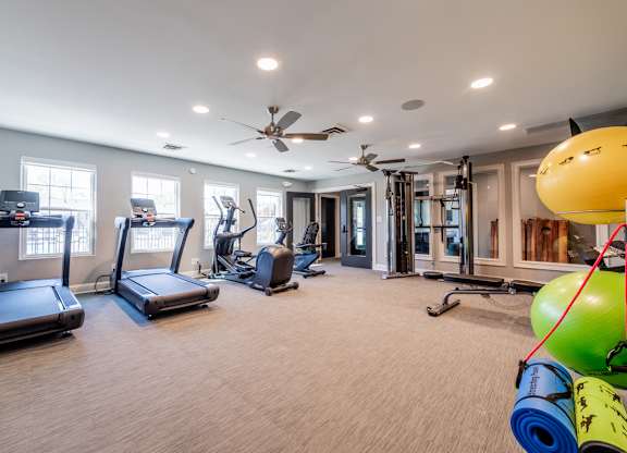 Cardio equipment in fitness center at Governor Square Apartments, IN, 46032