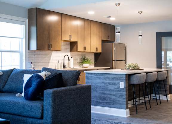 Clubhouse kitchen at Governor Square Apartments, Indiana, 46032