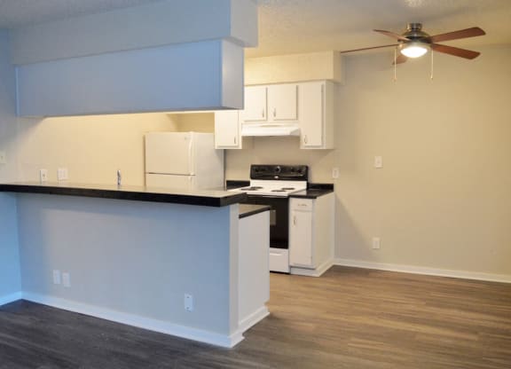 kitchen with a missing fridge
