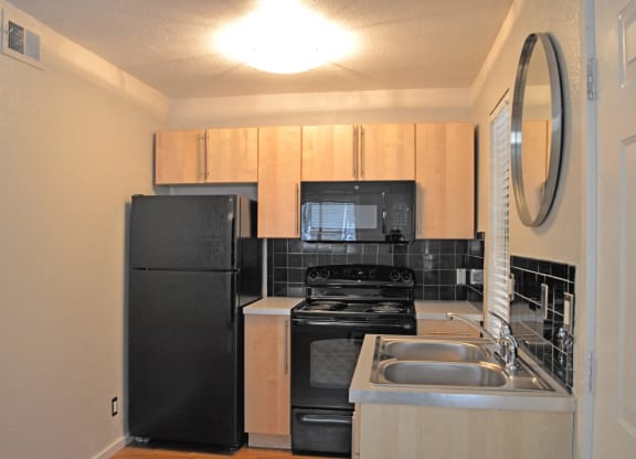 kitchen with brown cabinets
