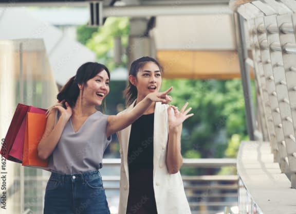 Girls enjoying shopping