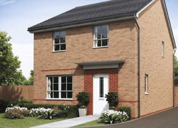 A brick house with a white door and windows.