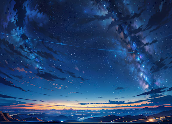a starry night sky above the mountains wallpaper