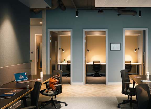 A modern office space with desks, chairs, and computers at Cherrywood Apartments, D18 VY3V, DUBLIN 18