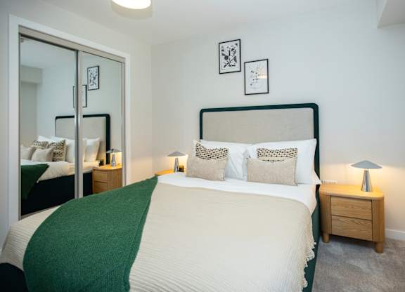 Minimal Bedroom at Emporium House Apartments, Reading, RG1 7NW