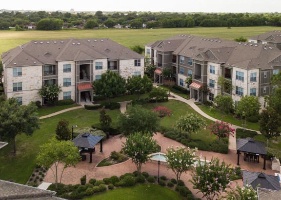 an aerial view of the apartments at the estates